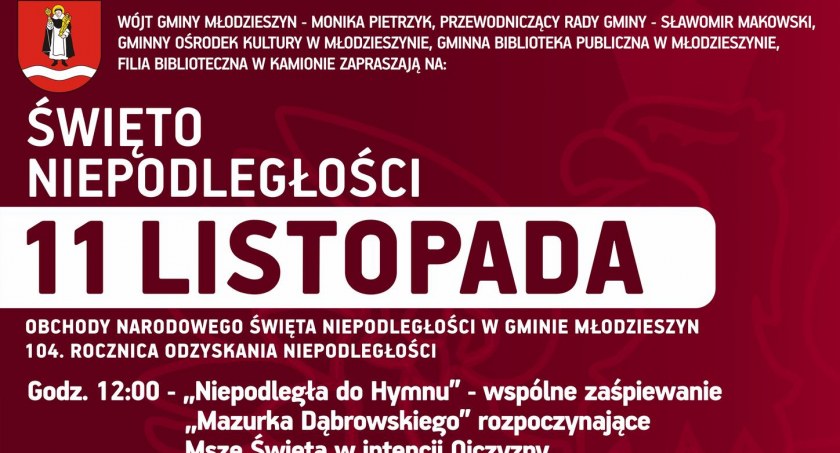 11 listopada będziemy świętować 104 rocznicę odzyskania niepodległości przez Polskę, w Młodzieszynie