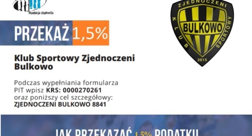 ZACHĘCAMY DO PRZEKAZANIA 1,5% PODATKU - ZJEDNOCZENI BULKOWO