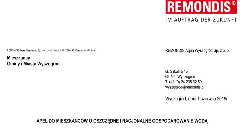 Remondis - Apel do mieszkańców Wyszogrodu