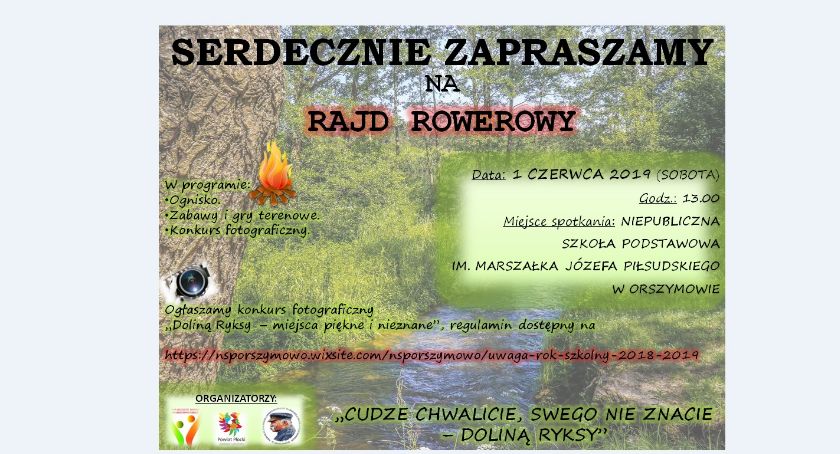 Zaproszenie na Rajd Rowerowy 1.06 Orszymowo
