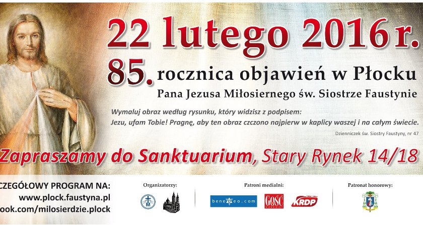 Uroczystość 85.rocznicy objawień Pana Jezusa Miłosiernego w Płocku