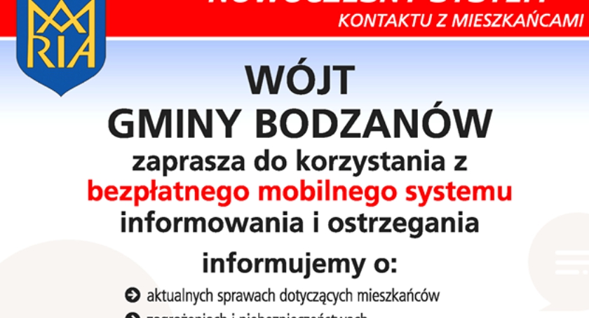 Bezpłatny system informowania i ostrzegania w Bodzanowie