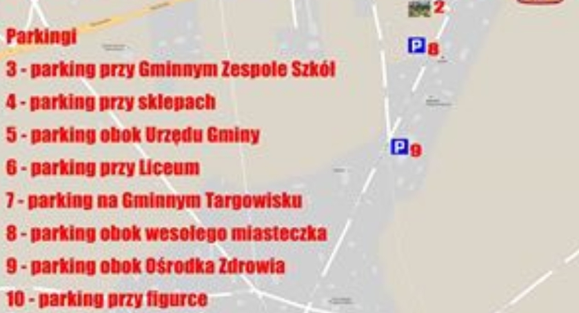  Mapa miejsc do parkowania oraz terenów imprez, które odbędą się 15 sierpnia 2016 r. w Czerwińsku na