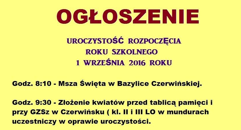 Uroczystość rozpoczęcia roku szkolnego w ZS Czerwińsk