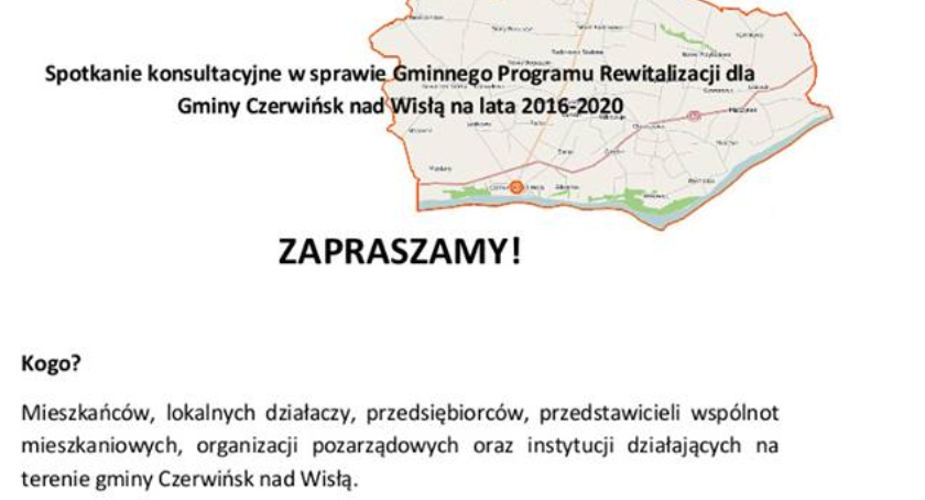 Spotkanie konsultacyjne w sprawie Gminnego Programu Rewitalizacji dla Gminy Czerwińsk.