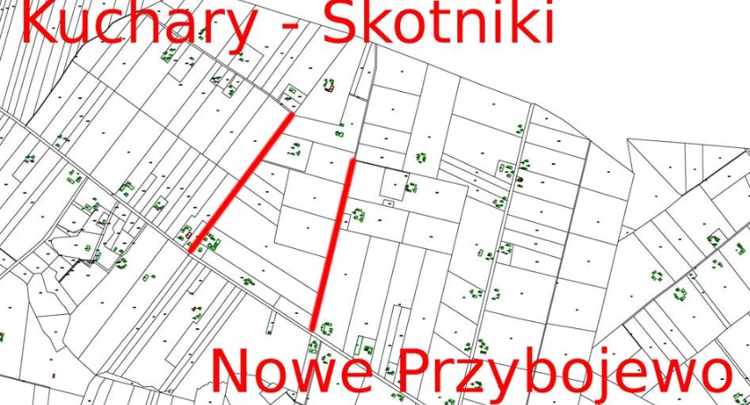 Utrudnienia -  remontowane  odcinki dróg w miejscowościach: Nowe Przybojewo, Kuchary - Skotniki 