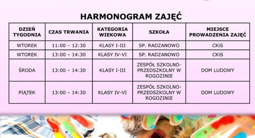 Cykl kreatywnych  zajęć artystycznych dla dzieci i młodzieży w CKiS w Radzanowie.