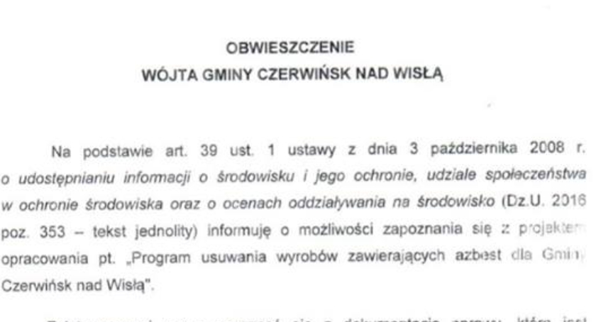 Obwieszczenie Wójta Gminy Czerwińsk nad Wisłą- 