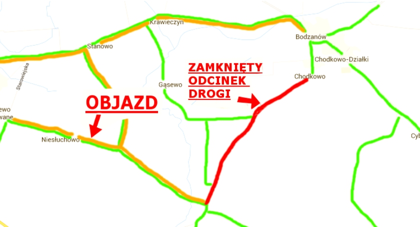 INFORMACJA O ZAMKNIĘCIU DROGI KĘPA POLSKA - BODZANÓW od 04.11.2016 r. w godz. 7.00-17.00