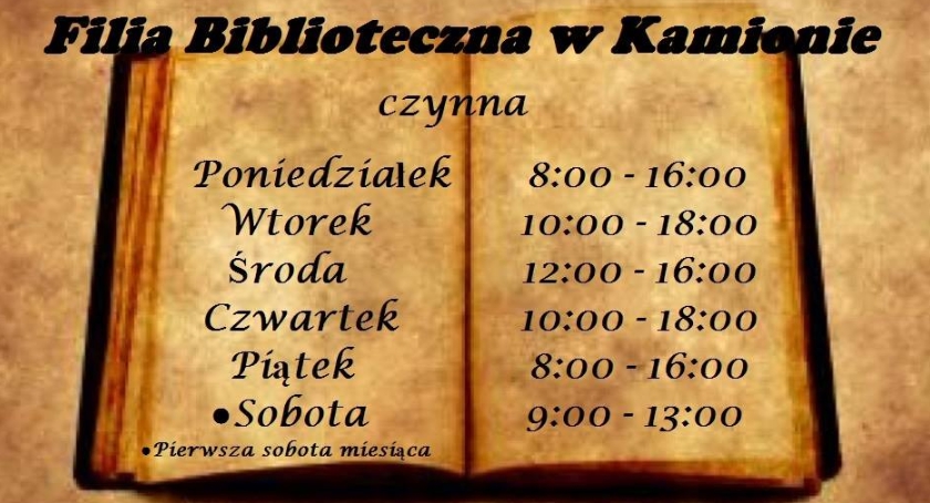 Nowe godziny pracy biblioteki w Kamionie.