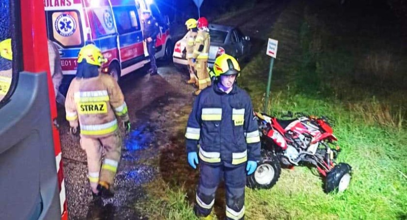 Kierowca i pasażer quada w szpitalu. Jechali bez kasków i „po kielichu”