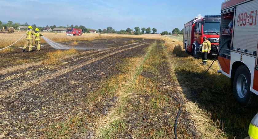 Kolejny pożar na polu - spalił się prawie hektar zboża