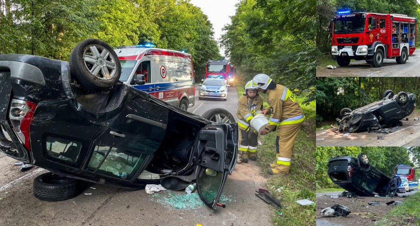 Na prostym odcinku drogi... uderzył w drzewo i dachował