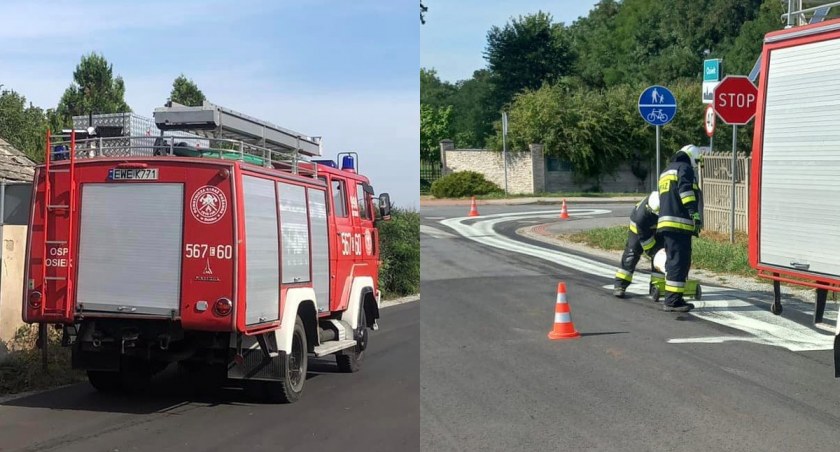 Strażacy mieli pełne ręce roboty - gasili pożar sadzy i usuwali plamę z drogi 