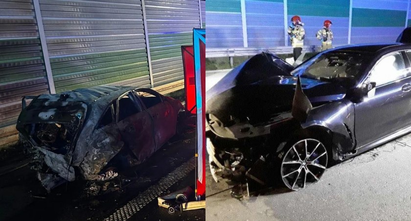 Śmiertelny wypadek na A1 - trzy osoby spłonęły w aucie
