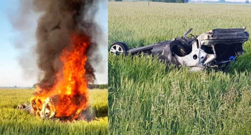 Auto stanęło w ogniu