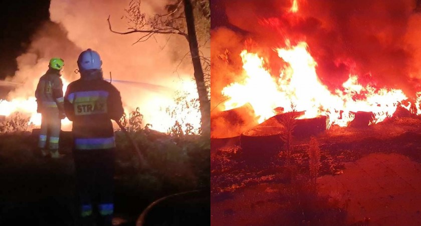 Pożar opon - ktoś celowo je podpalił