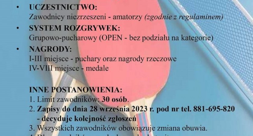 Uwaga pingpongiści amatorzy - zawody dla was 