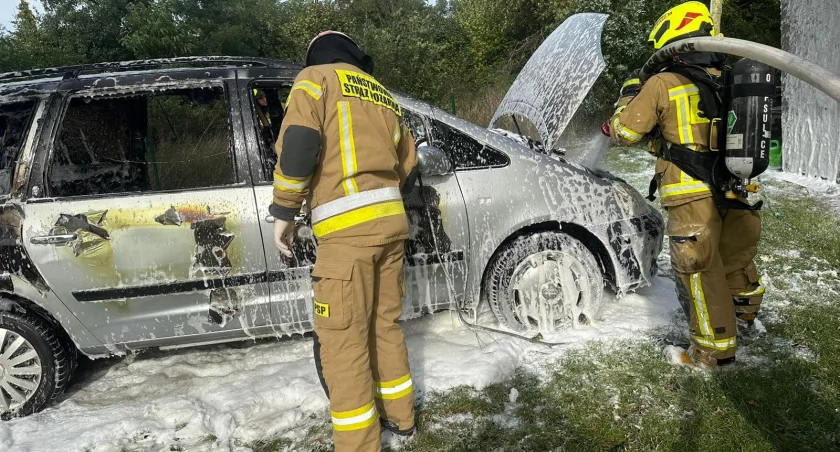 W gminie Sulmierzyce auto zapaliło się przed domem – doszczętnie spłonęło