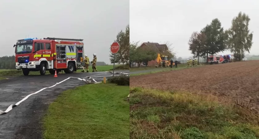 Uszkodzony gazociąg - strażacy zabezpieczali miejsce 