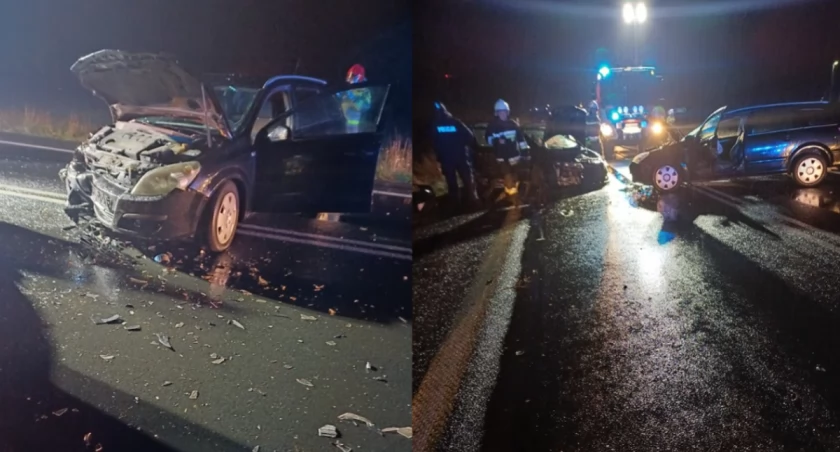 Zderzenie trzech aut na drodze krajowej - kobieta i dziecko w szpitalu