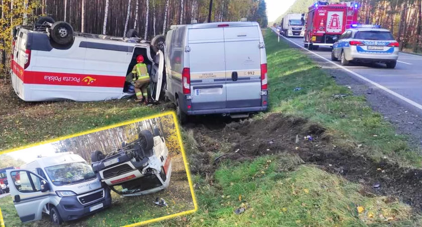 Zderzyły się dwa busy - jeden dachował
