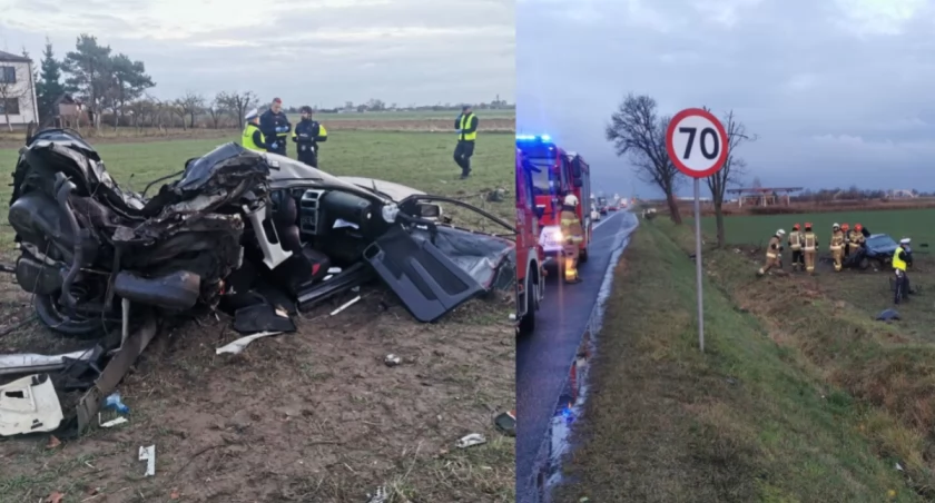 Auto zjechało z drogi i uderzyło w drzewo - kierowca nie żyje