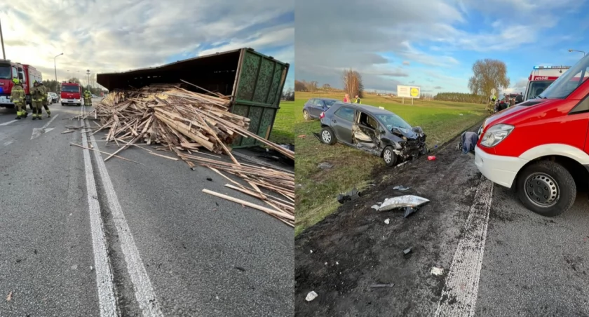 Wypadek z udziałem trzech aut - dwie osoby trafiły do szpitala