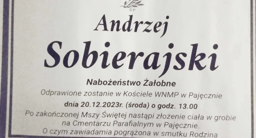 Zmarł były zawodnik klubu Zawisza Pajęczno Andrzej Sobierajski 