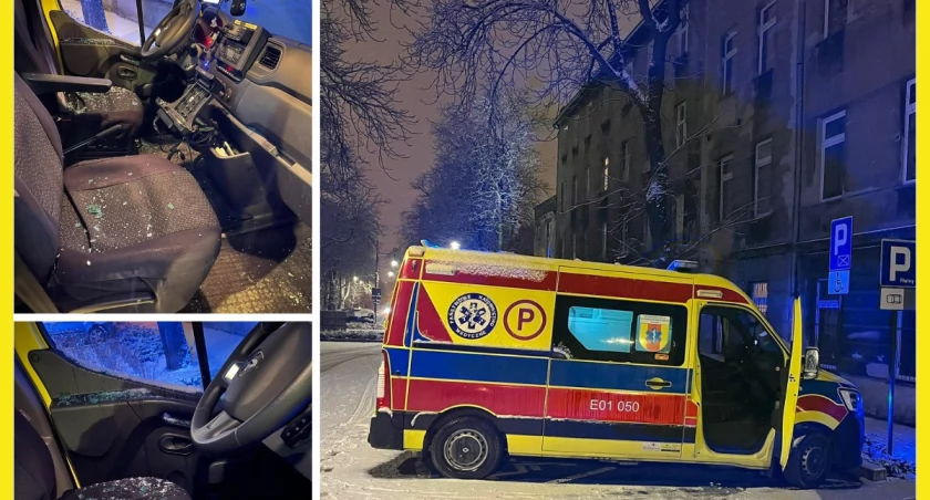 Skandaliczny akt wandalizmu - ktoś wybił szyby w ambulansie!