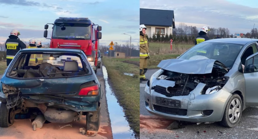 Zderzenie dwóch aut - kierowca i dziecko trafili do szpitala