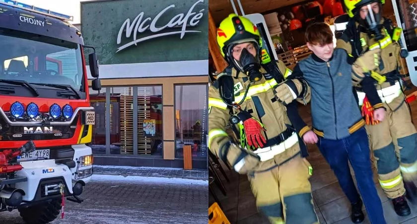 Strażacy gasili pożar w restauracji McDonald`s - na szczęście to tylko ćwiczenia 