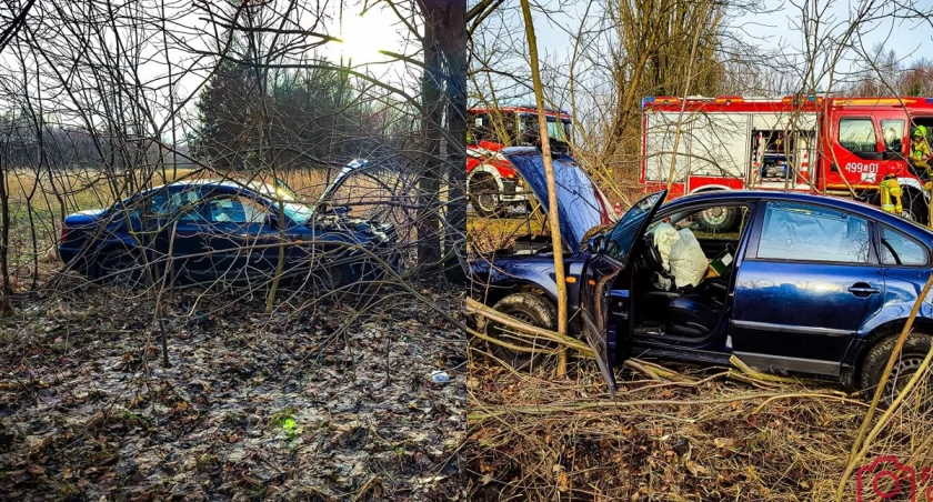 Zjechała z drogi i uderzyła w drzewo - kobieta trafiła do szpitala