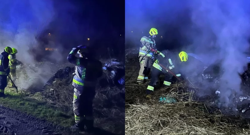 Pożar w Rychłocicach - paliły się rolnicze folie