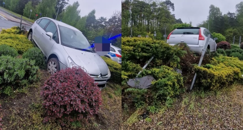 Na rondzie prosto - groźnie wyglądające zdarzenie w Ostrzeszowie
