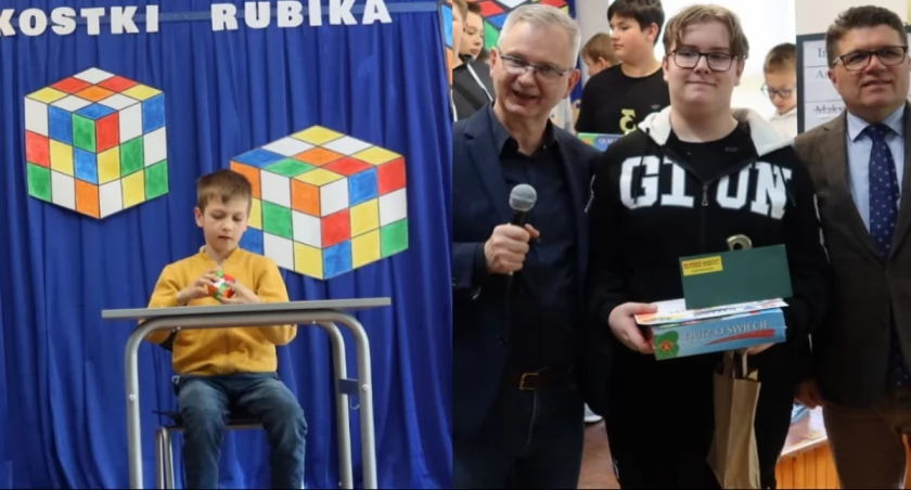 Konkurs w układaniu Kostki Rubika - zdominowali go uczniowie szkół z Wielunia