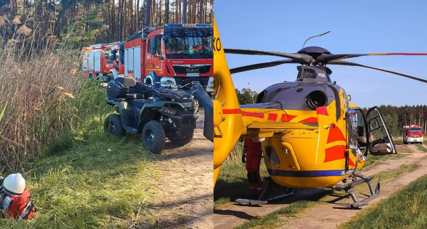 Zderzenie quada z samochodem - dwie 17-latki trafiły helikopterem do szpitala