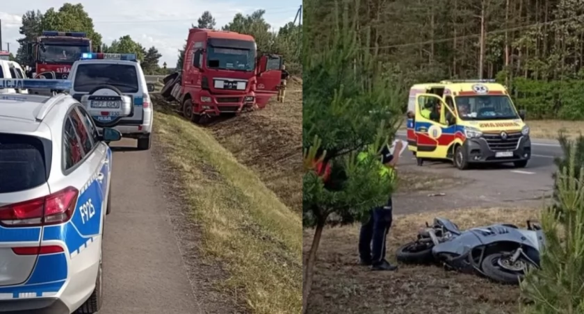 Tragiczny wypadek z udziałem motocyklisty - 25-latek wjechał wprost pod ciężarówkę