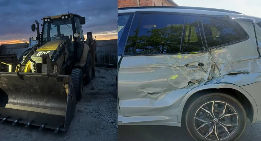 Uderzył koparką w samochód i uciekł. Miał sądowy zakaz prowadzenia pojazdów