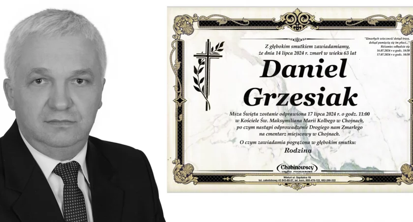 Zmarł Daniel Grzesiak: były dyrektor ZSR w Lututowie miał 63 lata. Pogrzeb 17 lipca w Chojnach