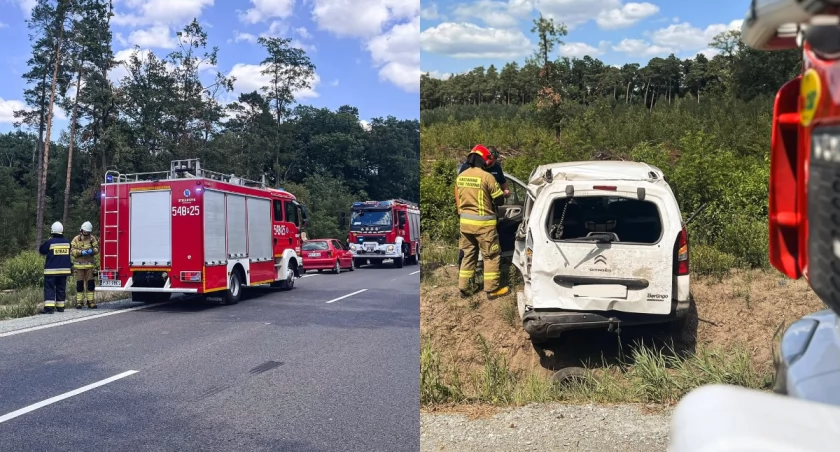 Citroen wypadł z drogi i dachował - kierowca był pijany
