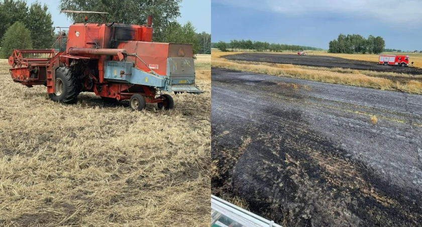 Zapalił się kombajn, a potem zboże - pożar w Kolonii Dzietrzkowice