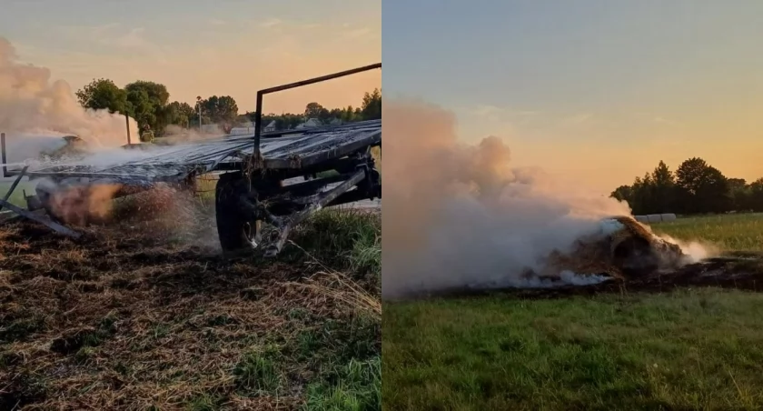 Pożar przyczepy ze słomą - w akcji cztery jednostki straży 