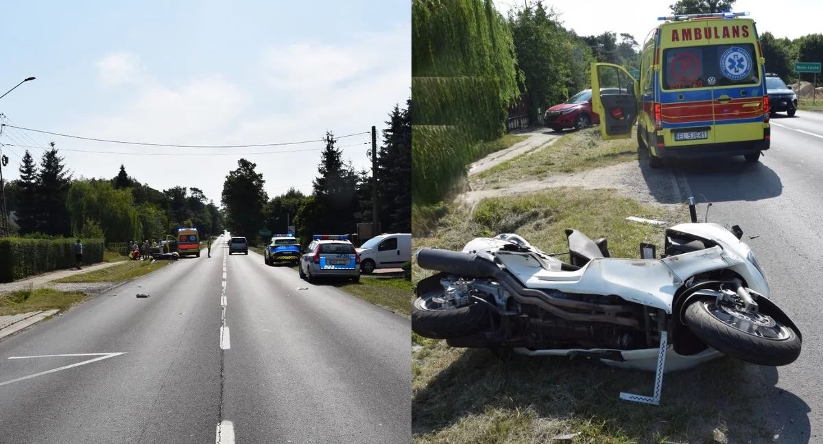 Citroen uderzył w motocykl - kierowca jednośladu trafił do szpitala