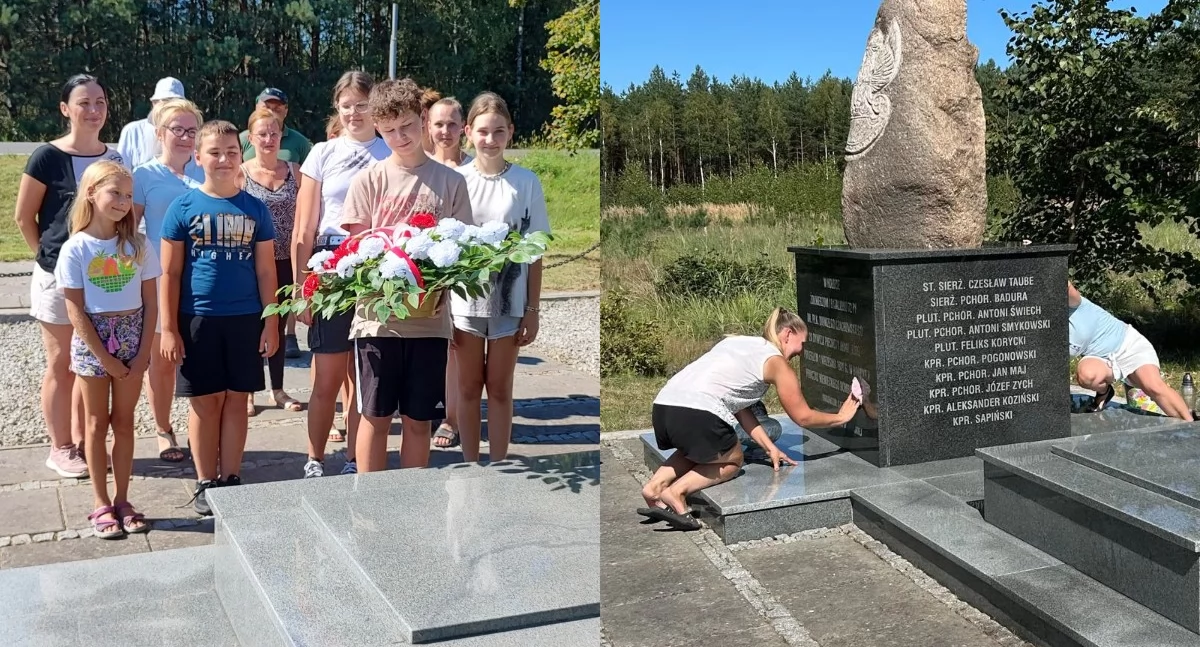 Społeczność szkolna z Masłowic pamięta o bohaterach - posprzątała obelisk poświęcony żołnierzom 