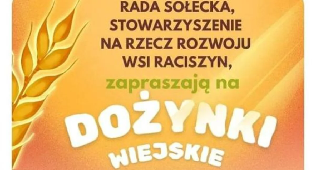 Dożynki Wiejskie w Raciszynie 2024: msza święta, biesiada i atrakcje dla dzieci