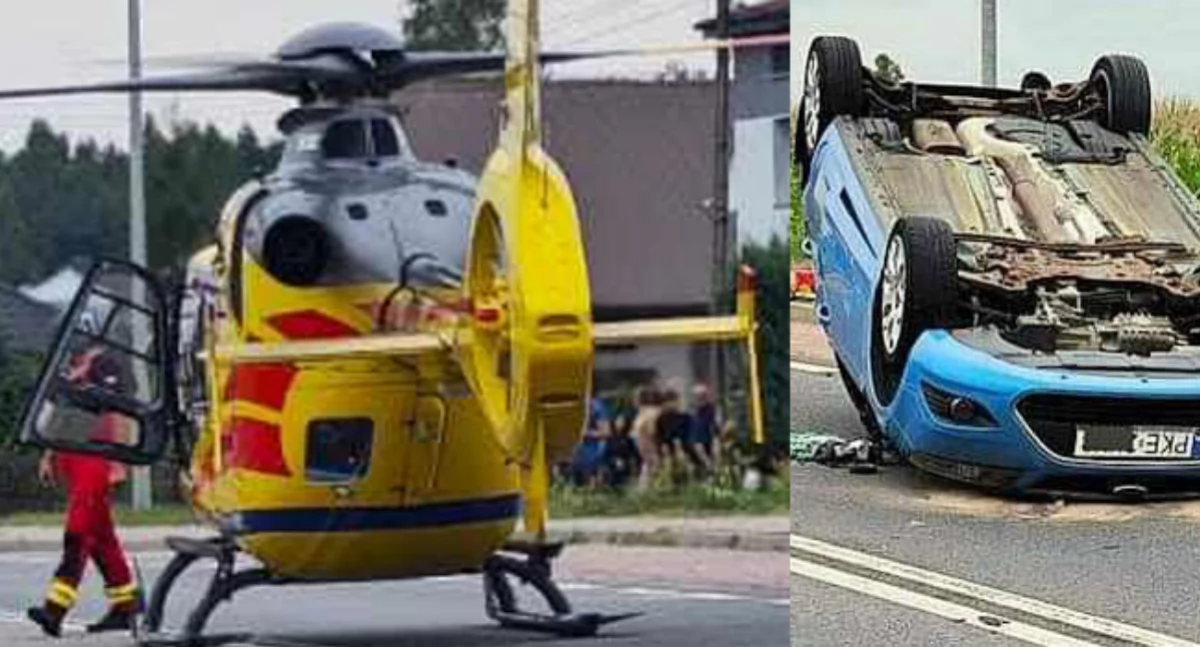 Wypadek w Trzebieniu: Mężczyzna przygnieciony przez przyczepę, w pobliżu kolizja trzech pojazdów