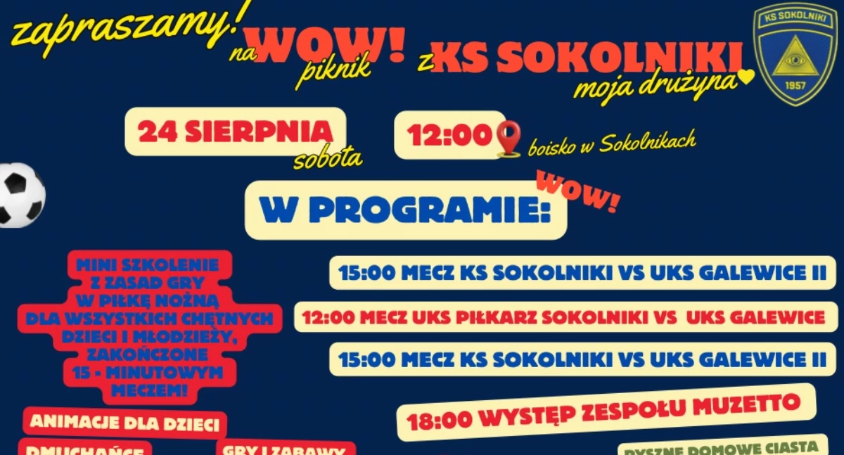 Piknik sportowy w Sokolnikach - będą mecze, dmuchańce i loteria z nagrodami!