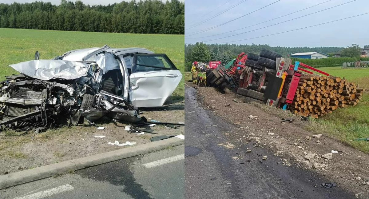 Czołowe zderzenie osobówki z ciężarówką - jeden z kierowców nie żyje
