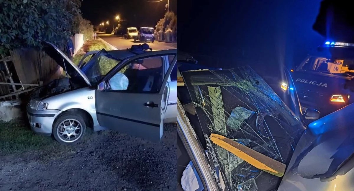 19-latek jechał za szybko i wypadł z drogi - podróż zakończył na ogrodzeniu posesji